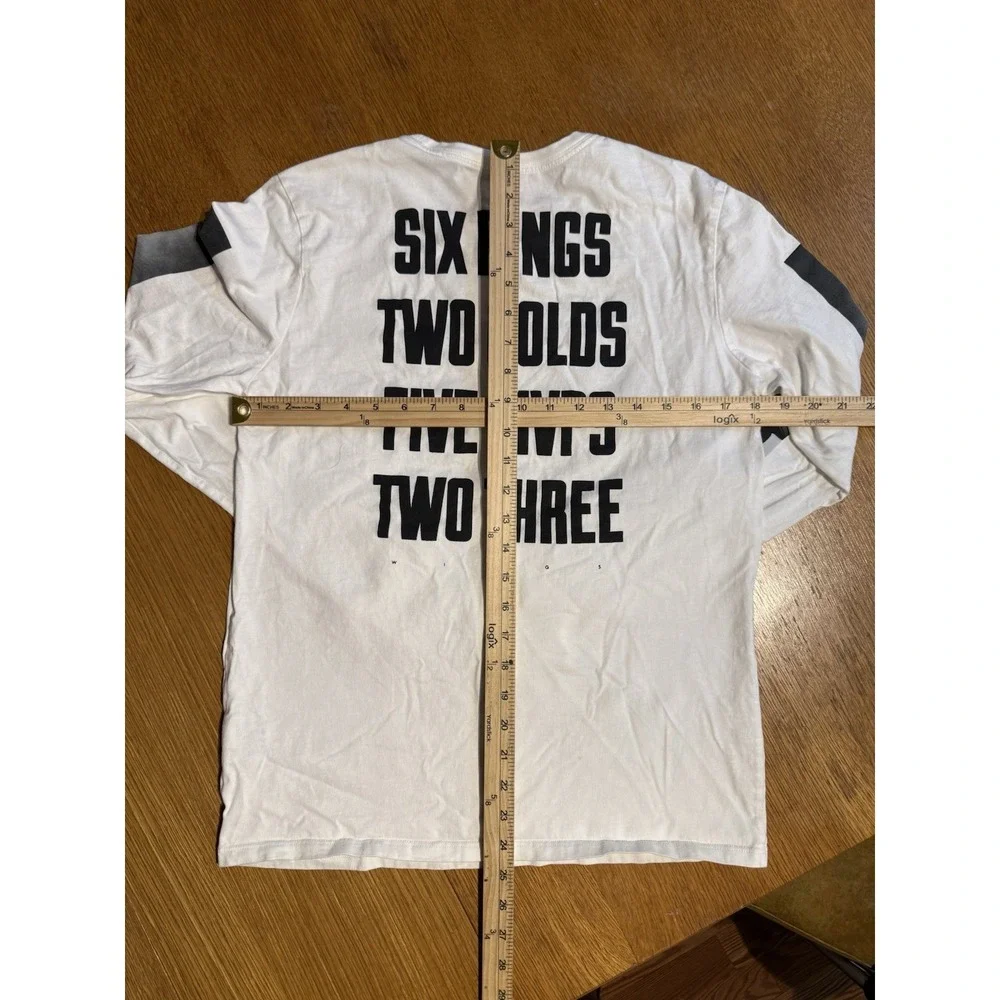 Jordan Wings Long Sleeve Shirt Mens M White Six Rings Two Golds MJ Poster Tee